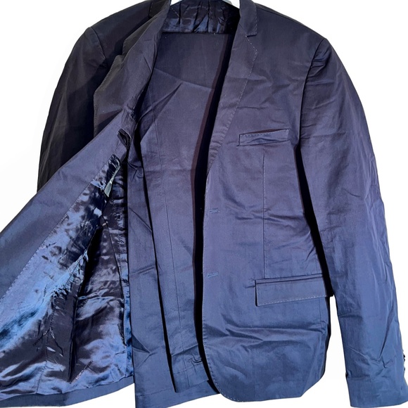 Takeshy Kurosawa Japanese/Italian Made Suit, Blue, Coated Cotton, Size 50 (40R) - Picture 5 of 5